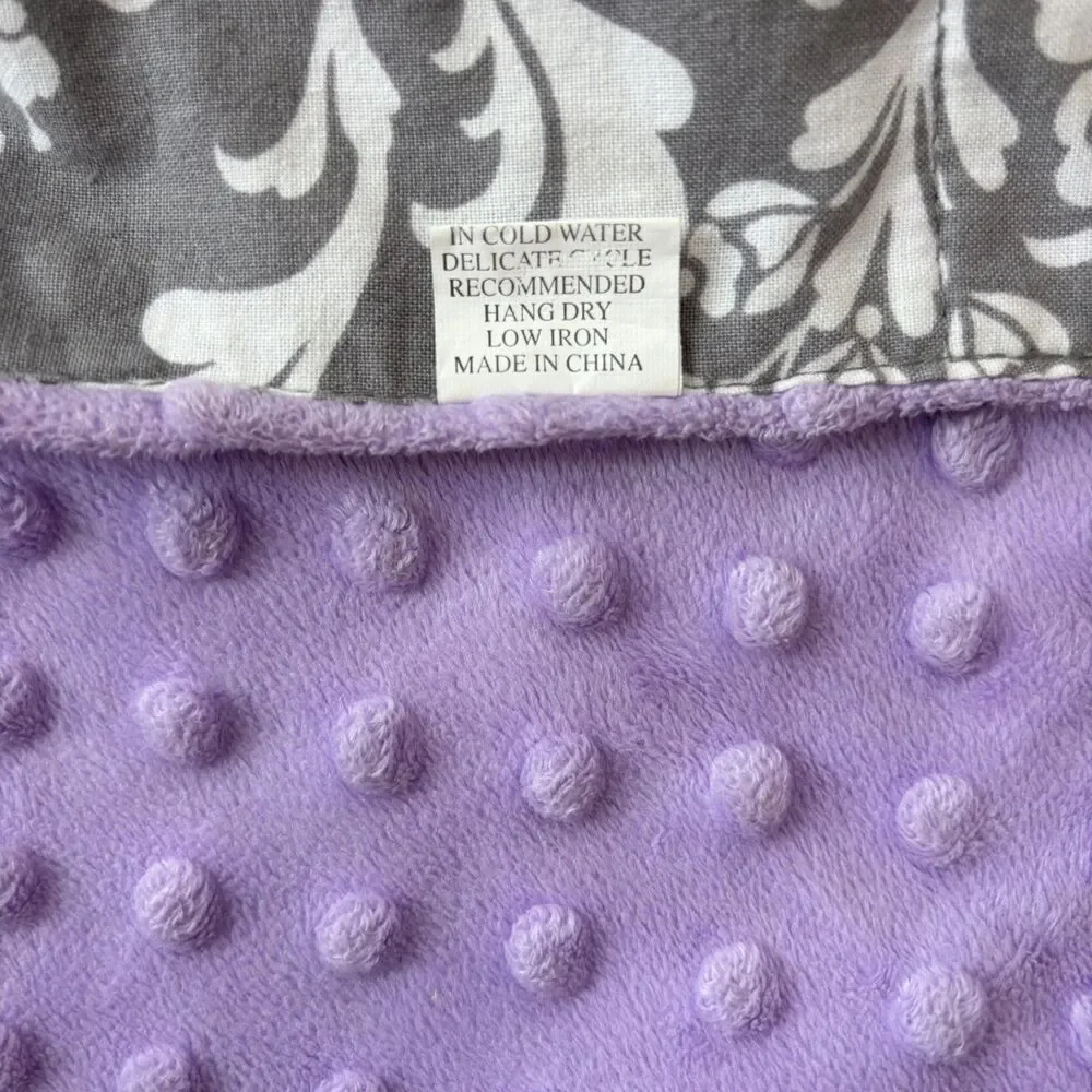 Carseat Canopy Cover Baby Girl Purple Gray Floral Fleece Minky Feminine Washable